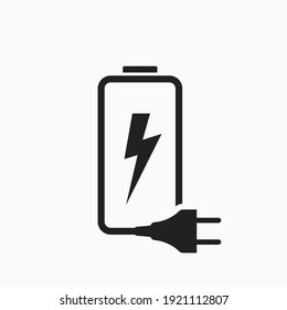 battery and electric plug line icon. electric power and energy symbol. isolated vector image in flat style