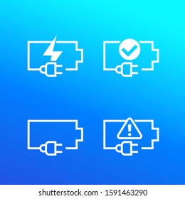 battery and electric plug vector icons