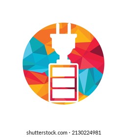 Battery and electric plug vector logo design.	