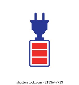 Battery and electric plug vector logo design.	