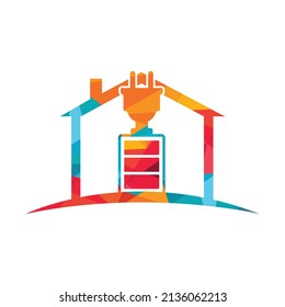 Battery and electric plug vector logo design.	