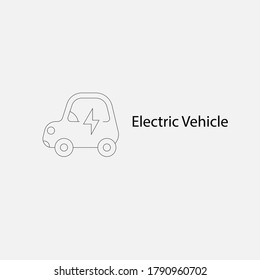 Battery Electric Vehicle(BEV or EV).Electric vehicle icon for business and future technology, green energy, self driving, autonomous.Minimal vector icon
