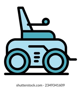 Battery electric wheelchair icon outline vector. Power motor. Scooter chair color flat