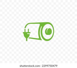 Akku mit Design der elektrischen Plug-Icons. Akkumulator- und alkalische Batteriegrafik