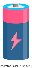 Battery electricity accumulator alkaline power energy element. Cartoon style.