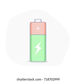 Battery Electricity Charge technology and Energy Accumulator vector illustration. Flat outline icon concept of Power, Loader bar.