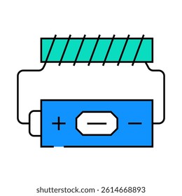 battery electromagnetic line icon vector. battery electromagnetic sign. isolated symbol illustration