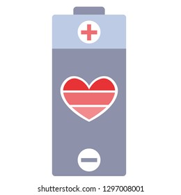 Battery element with heart symbol full of energy