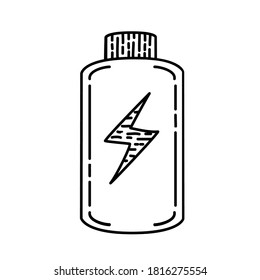 Battery Empty Icon. Doodle Hand Drawn or Black Outline Icon Style