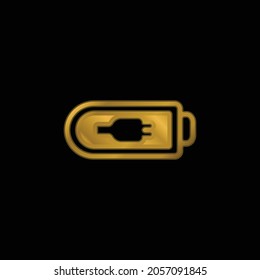 Battery Empty Symbol gold plated metalic icon or logo vector