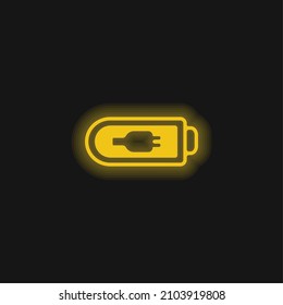 Batería Símbolo vacío icono de neón brillante amarillo