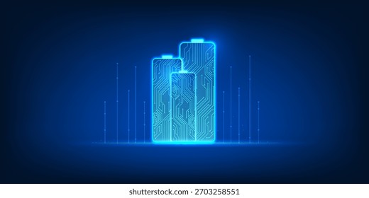 Fondo de Tecnología del ciclo de energía de la batería, Circulación de flujo de energía eléctrica, Sistema de almacenamiento de Recargo renovable, Concepto de energía de respaldo limpia, Ilustración de circuito de energía verde futurista