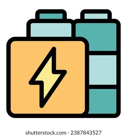 Vector de contorno del icono de energía de la batería. Nivel eléctrico. Color de la energía móvil plano