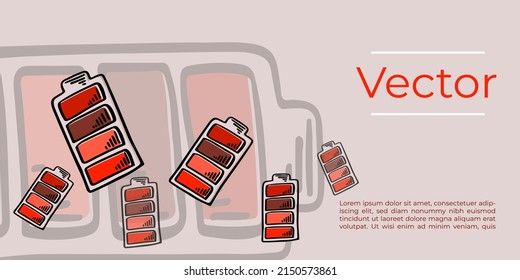 Ilustración vectorial del indicador de energía de la batería. Fondo de la mano del banco de poder activo