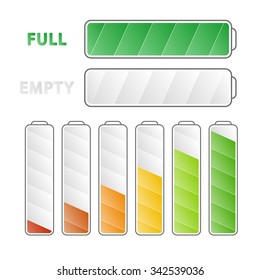 battery energy levels - vector set. 