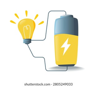 Battery energy to light the lights Illustration
