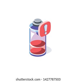 Battery energy Mobile battery. Vector 3d isometric color icon new flat style. Creative illustration, idea for infographics.