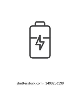 Battery energy power line icon. linear style sign for mobile concept and web design. Battery charging outline vector icon. Symbol, logo illustration. Vector graphics