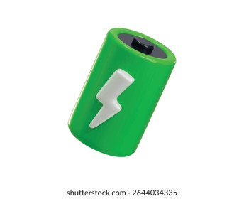 Battery with energy power sign icon 3d render concept of high voltage energy power icon vector illustration