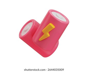 Battery with energy power sign icon 3d render concept of energy power sign charge indicator lightning for power fuel solar cell vector illustration