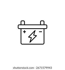 Símbolo de la fuente de energía de la batería con señal de terminal positiva y negativa