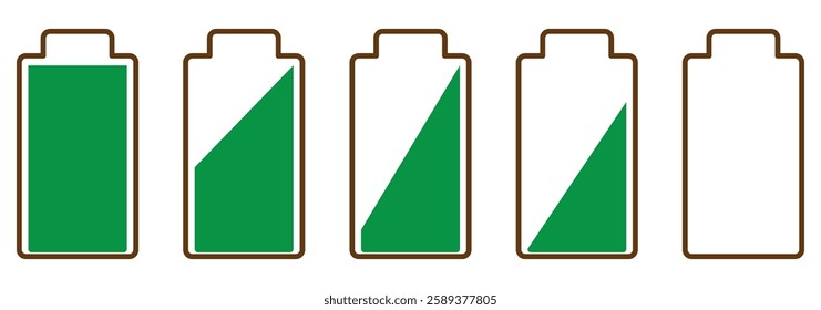Battery Energy powerfully full. Power running low up status batteries set logo Charge level empty loading bar Gadgets alkaline tags. Battery charging charge indicator.  eps 10