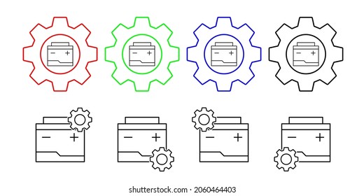 Battery, energy vector icon in gear set illustration for ui and ux, website or mobile application