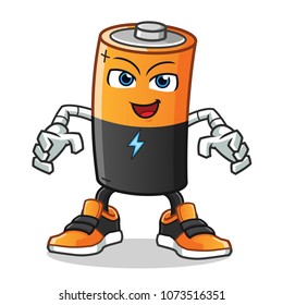 battery enthusiastic mascot vector cartoon illustration