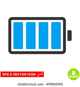 Battery EPS vector pictograph. Illustration style is flat iconic bicolor blue and gray symbol on white background.