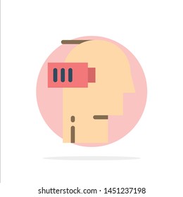 Battery, Exhaustion, Low, Mental, Mind Abstract Circle Background Flat color Icon