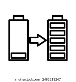 Battery fast charge icon linear logo mark in black and white