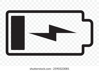 Battery fast charging features and issues icon set in black and colorful style. Battery symbols with fast charging, exclamation, low, plus, minus, tick and full charge signs. EPS 10.