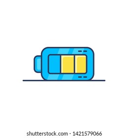 Battery filled icon variations. Charging baterry. Low Battery icon. Ready to use for website mobile app presentation and any other projects.