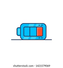 Battery filled icon variations. Charging baterry. Low Battery icon. Ready to use for website mobile app presentation and any other projects.