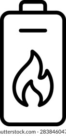Battery Fire and Thermal Runaway Warning Line Icon.