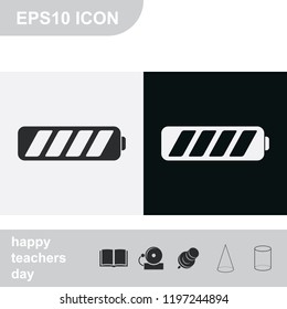 Battery flat black and white vector icon.