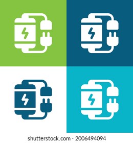 Batería Plano cuatro colores mínimo conjunto de iconos