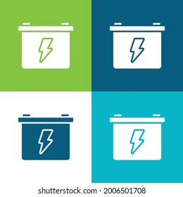 Battery Flat four color minimal icon set