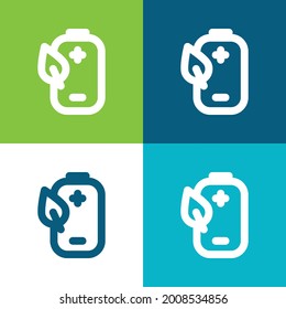 Batterieflache, minimale Icon-Einstellung für vier Farben