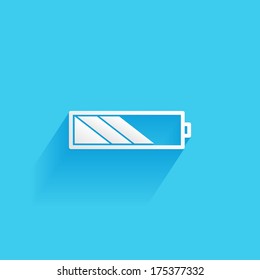 battery, flat icon isolated on a blue background for your design, vector illustration