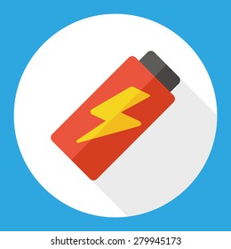 Battery flat icon with long shadow