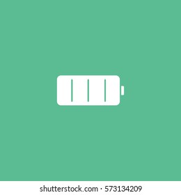 Battery Flat Icon On Green Background