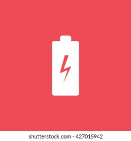 Battery Flat Icon On Red Background