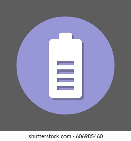 Battery flat icon. Round colorful button, circular vector sign with shadow effect. Flat style design
