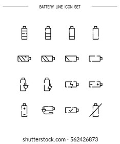 Battery flat icon set. Collection of high quality outline symbols for web design, mobile app. Battery vector thin line icons or logo.