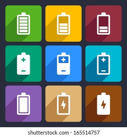 Battery flat icons set 22