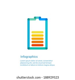 Battery flat line icon infographic illustration template for web or brochure. Vector illustration. 