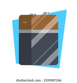 Battery in flat style. Illustration with krona battery icon on white background for motion design, UI, computer game, animation and clothing design. View 3/4.