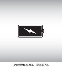 Battery flat vector sign. Black battery isolated vector icon. Energy level button illustration.