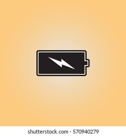 Battery flat vector sign. Black battery isolated vector icon. Energy level button illustration.